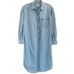 Levi's Women's Osteria Duster Long Sleeve Denim Midi Dress Size XS Light Wash